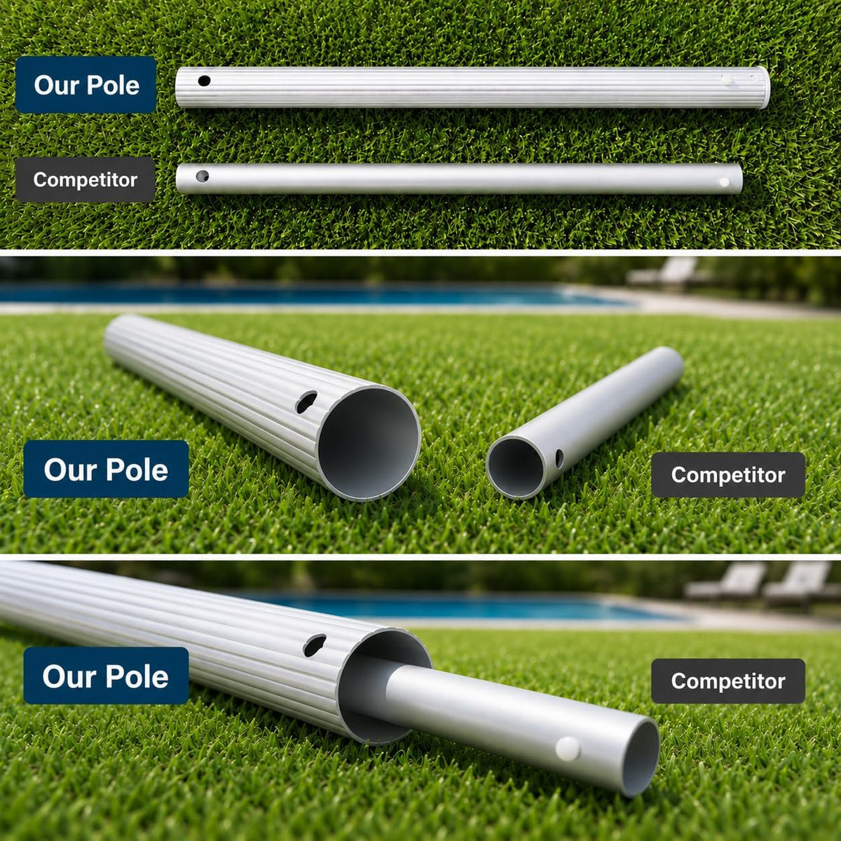 Pool Skimmer Net with Pole, Ultra-Fine Mesh, 72-Inch Total Length