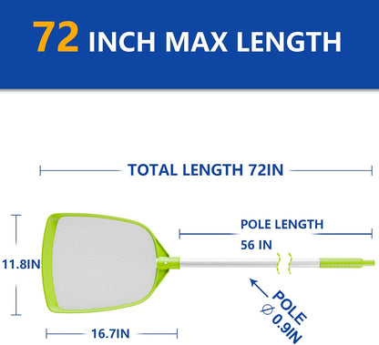 Pool Skimmer Net with Pole, Ultra-Fine Mesh, 72-Inch Total Length