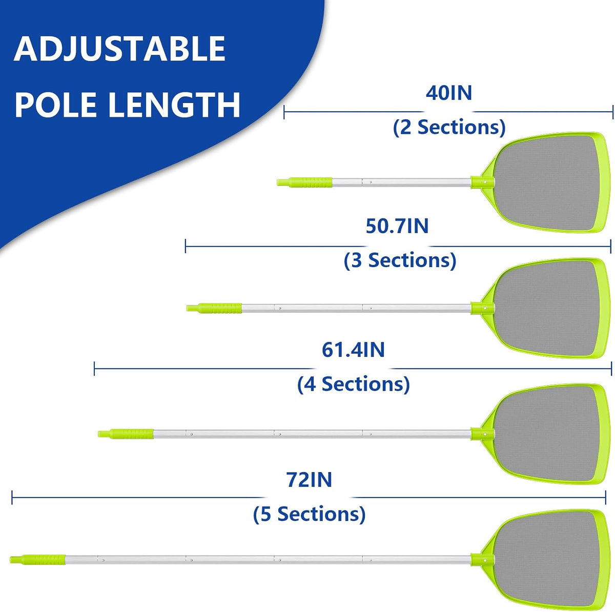 Pool Skimmer Net with Pole, Ultra-Fine Mesh, 72-Inch Total Length