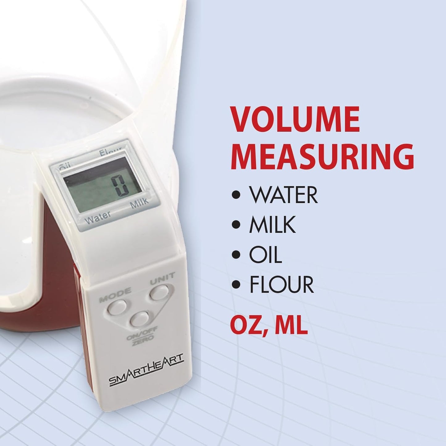 Digital Kitchen Measuring Cup Scale | 4 Cup Food Scale, Detachable Washable Cup, Tare, 5 Modes, g/lb-oz/fl oz/cup, Liquid & Dry Ingredients