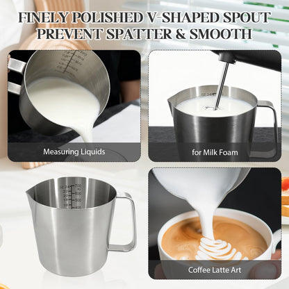 Stainless Steel Measuring Cup, Dual Scale 700ml 24oz with Handle