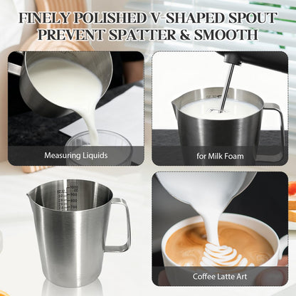 Stainless Steel Measuring Cup, Dual Scale 700ml 24oz with Handle