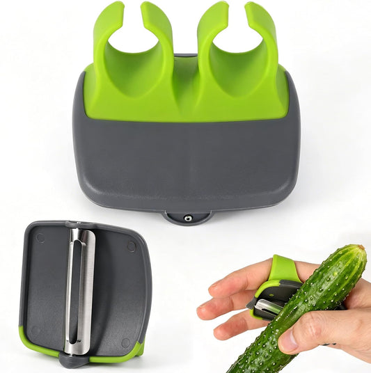 Finger Peeler for Vegetables, Ergonomic Dual-Finger Grip Palm Peeler with Sharp Stainless Steel Blade Portable Hand Held Fruit Veggie Peeling Handheld Tool for Potato Carrot Cucumber Apple Kitchen Use