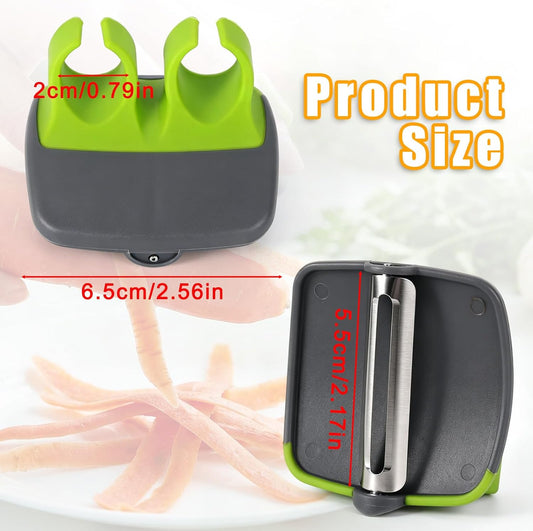 Finger Peeler for Vegetables, Ergonomic Dual-Finger Grip Palm Peeler with Sharp Stainless Steel Blade Portable Hand Held Fruit Veggie Peeling Handheld Tool for Potato Carrot Cucumber Apple Kitchen Use