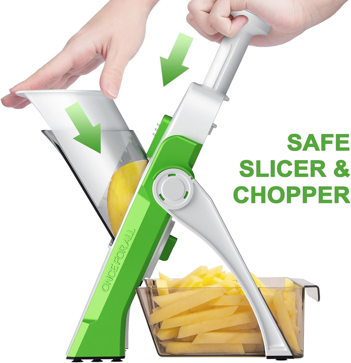 SupMaKin 8 IN 1 Upgraded Safe Mandoline Slicer,Multi Vegetable Chopper,Potato Slicer, Onion Chopper with Drain Basket Storage Container, Cheese Grater Kitchen Chopping Artifact (Black)