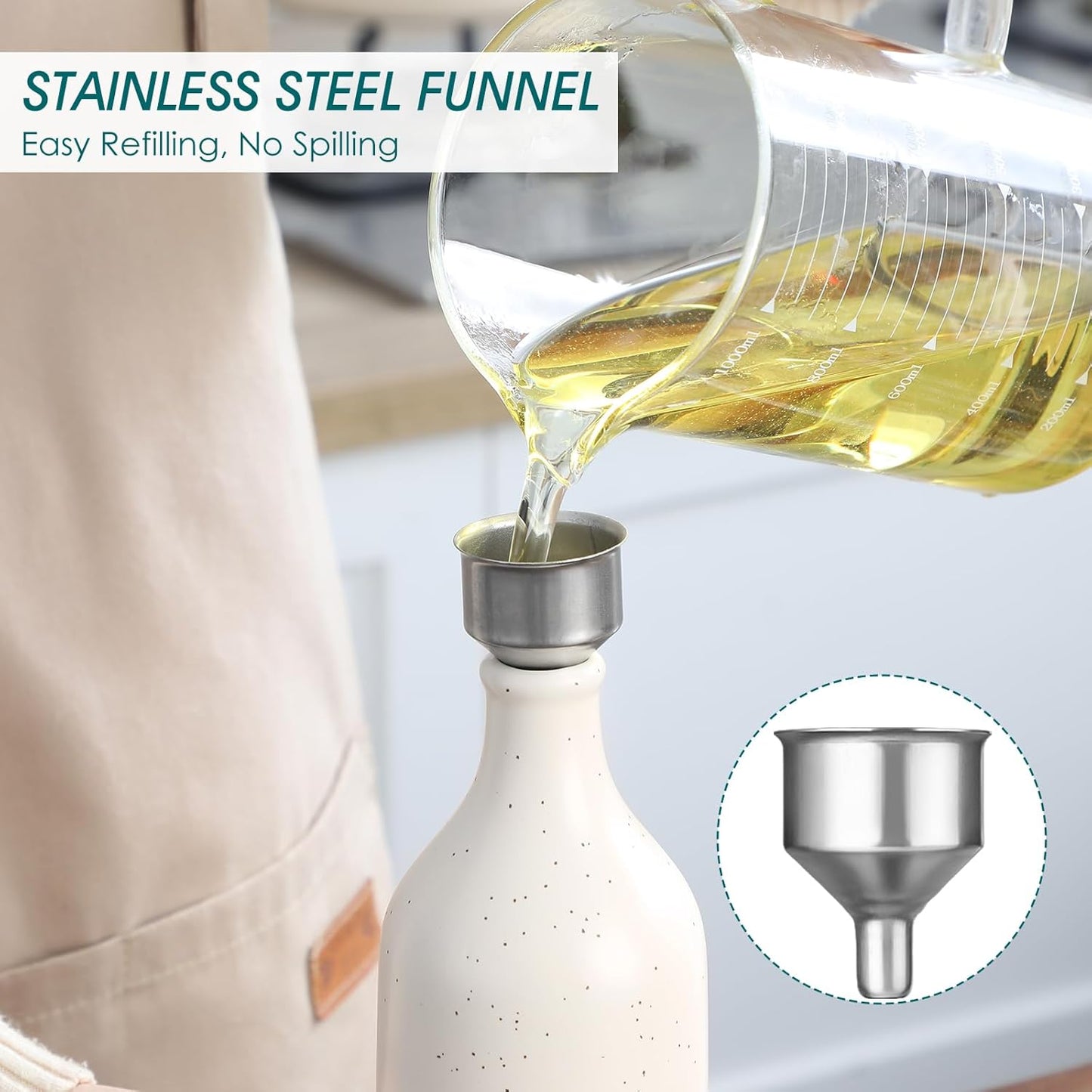 20 Oz Ceramic Olive Oil Dispenser Bottle, Oil and Vinegar, Cream | Drip Free Spout and Airtight Seal, Handcrafted Ceramic with Unique Rustic Design, Versatile for Oil, Vinegar, and Dressings