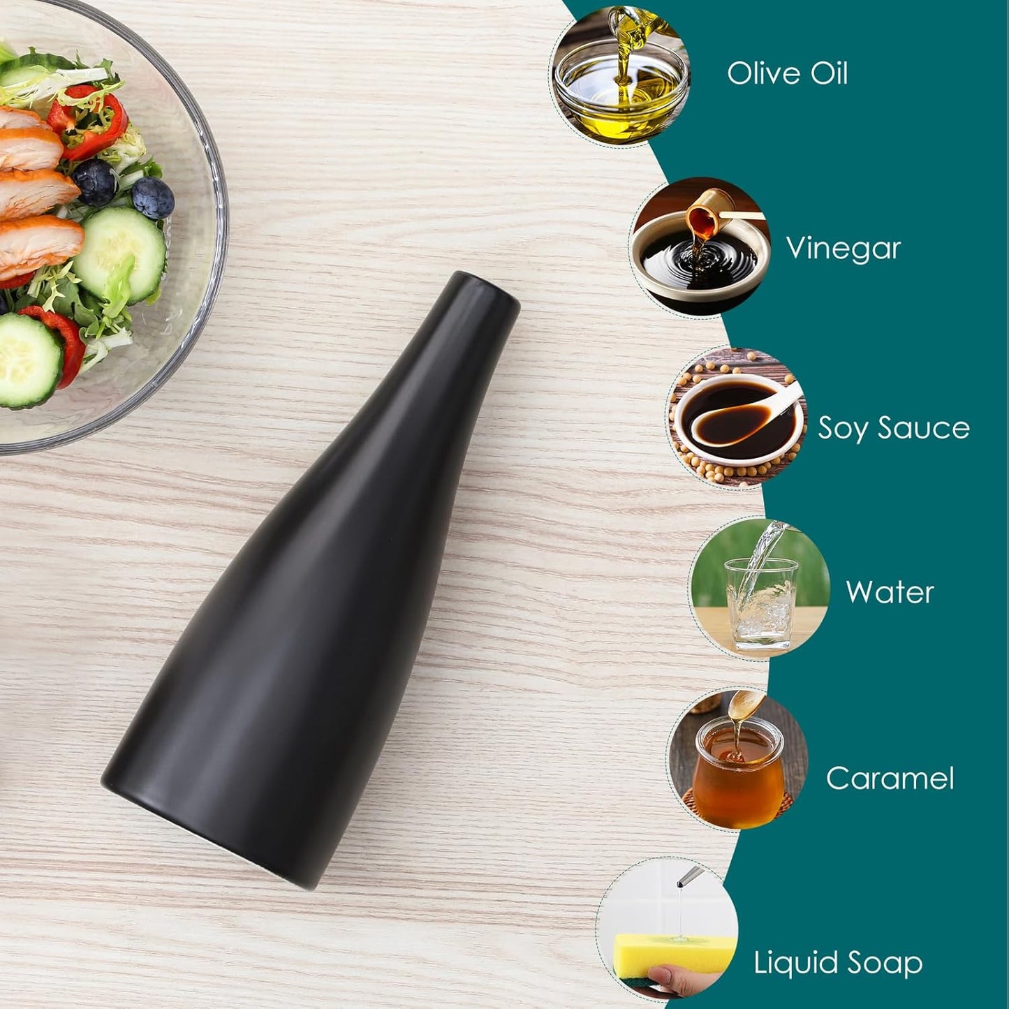 20 Oz Ceramic Olive Oil Dispenser Bottle, Oil and Vinegar, Cream | Drip Free Spout and Airtight Seal, Handcrafted Ceramic with Unique Rustic Design, Versatile for Oil, Vinegar, and Dressings