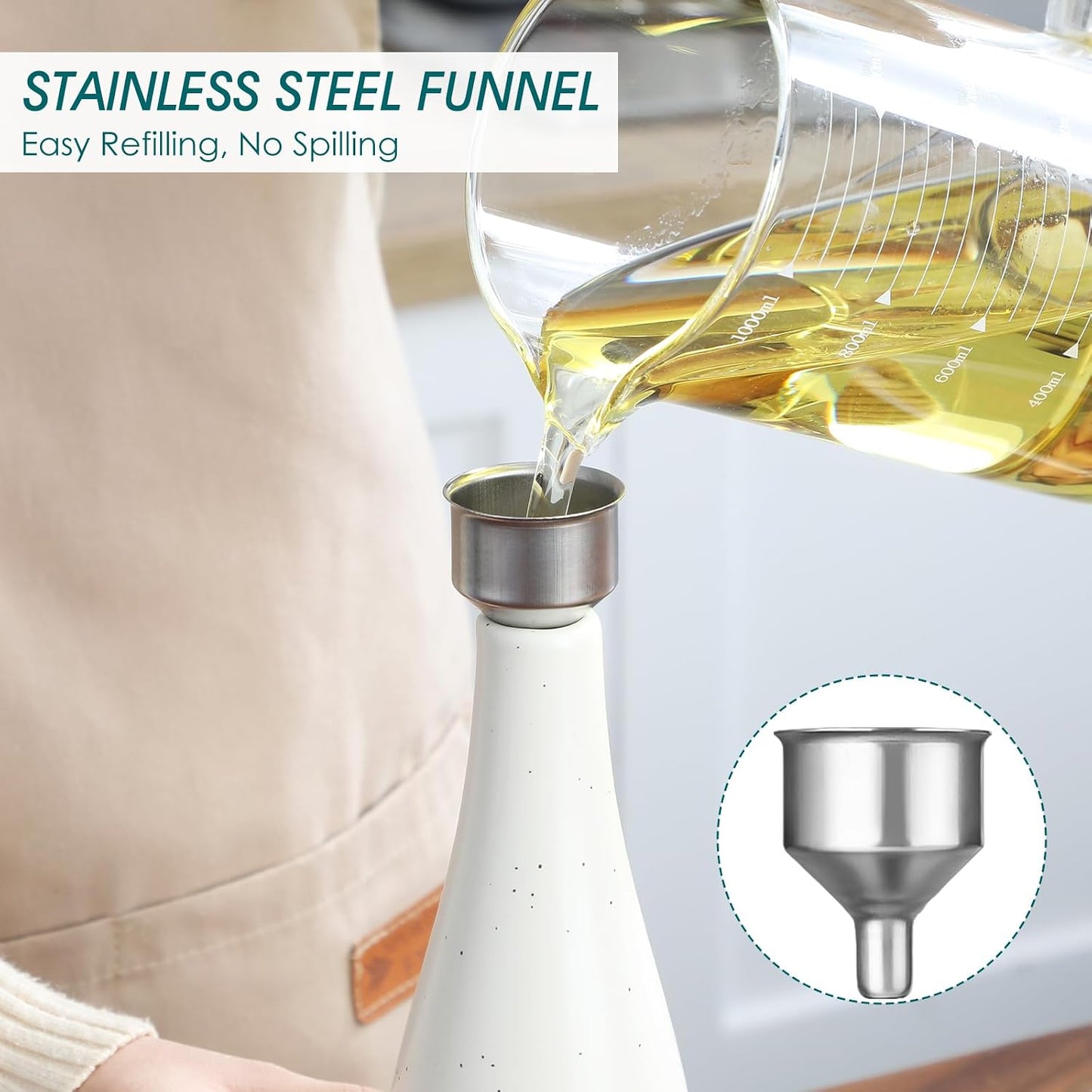 20 Oz Ceramic Olive Oil Dispenser Bottle, Oil and Vinegar, Cream | Drip Free Spout and Airtight Seal, Handcrafted Ceramic with Unique Rustic Design, Versatile for Oil, Vinegar, and Dressings