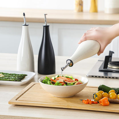 20 Oz Ceramic Olive Oil Dispenser Bottle, Oil and Vinegar, Cream | Drip Free Spout and Airtight Seal, Handcrafted Ceramic with Unique Rustic Design, Versatile for Oil, Vinegar, and Dressings