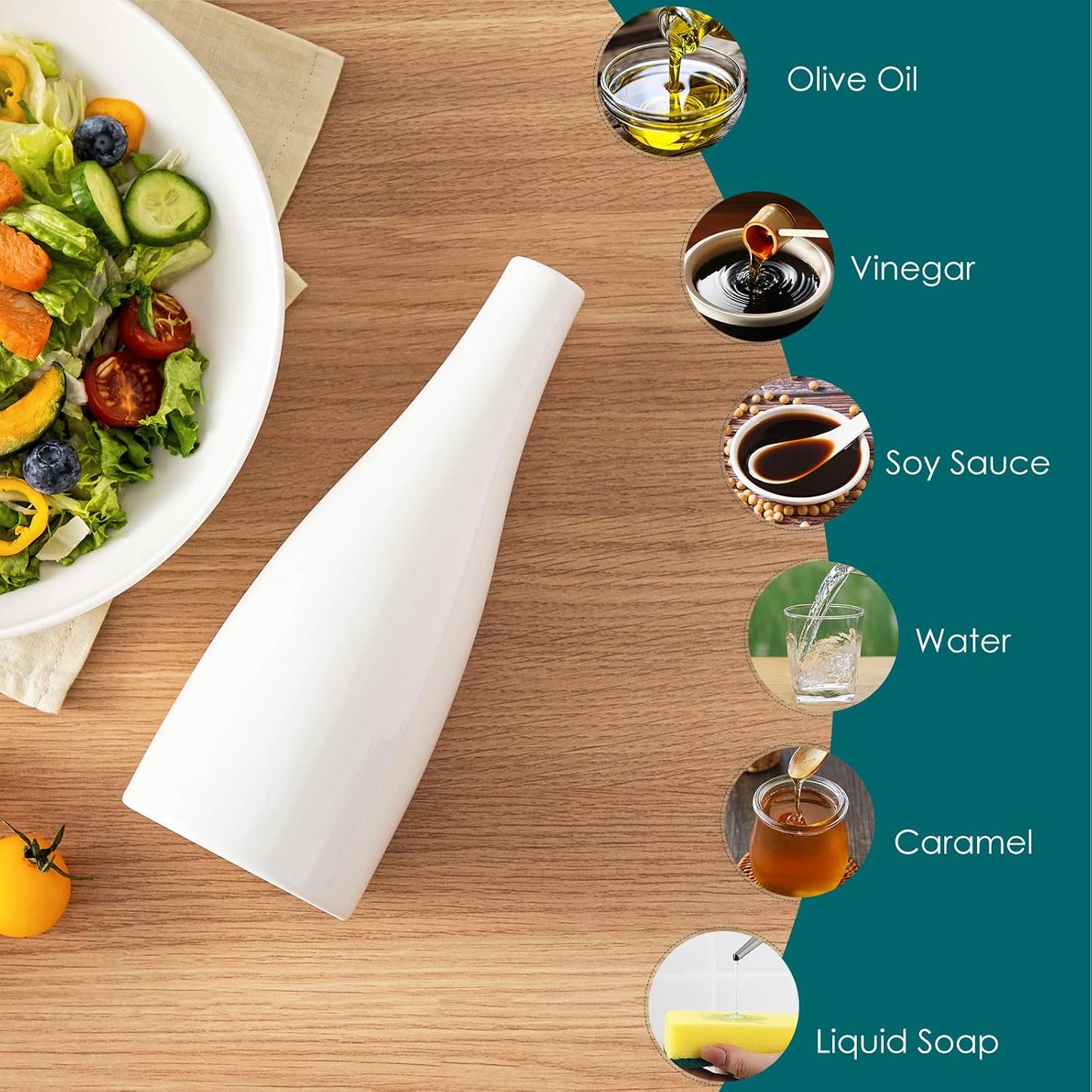 20 Oz Ceramic Olive Oil Dispenser Bottle, Oil and Vinegar, Cream | Drip Free Spout and Airtight Seal, Handcrafted Ceramic with Unique Rustic Design, Versatile for Oil, Vinegar, and Dressings