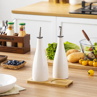 20 Oz Ceramic Olive Oil Dispenser Bottle, Oil and Vinegar, Cream | Drip Free Spout and Airtight Seal, Handcrafted Ceramic with Unique Rustic Design, Versatile for Oil, Vinegar, and Dressings