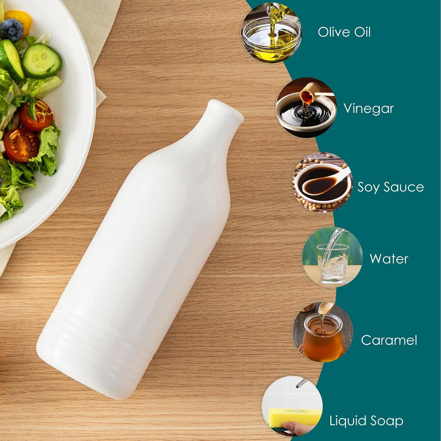 20 Oz Ceramic Olive Oil Dispenser Bottle, Oil and Vinegar, Cream | Drip Free Spout and Airtight Seal, Handcrafted Ceramic with Unique Rustic Design, Versatile for Oil, Vinegar, and Dressings