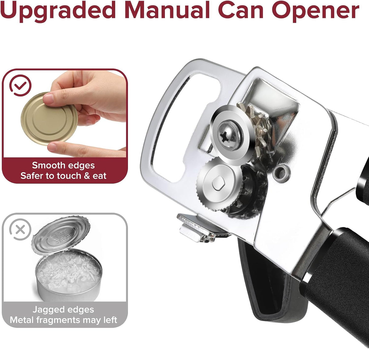 Multifunction Magnetic Manual Can Opener and Bottle Opener, Black