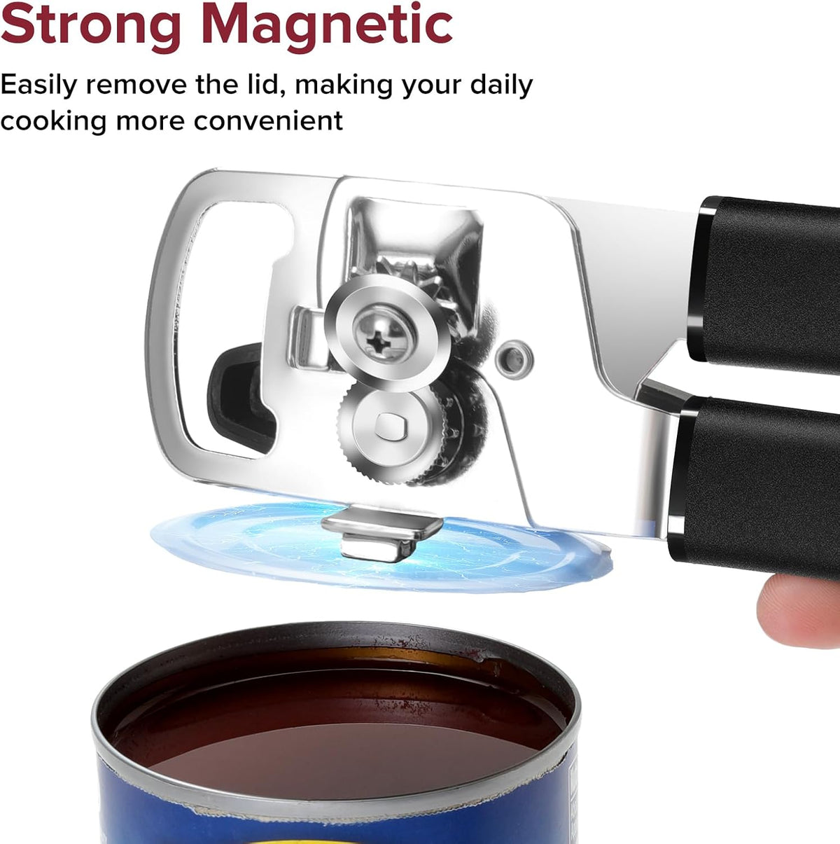Multifunction Magnetic Manual Can Opener and Bottle Opener, Black