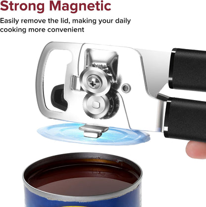 Multifunction Magnetic Manual Can Opener and Bottle Opener, Black