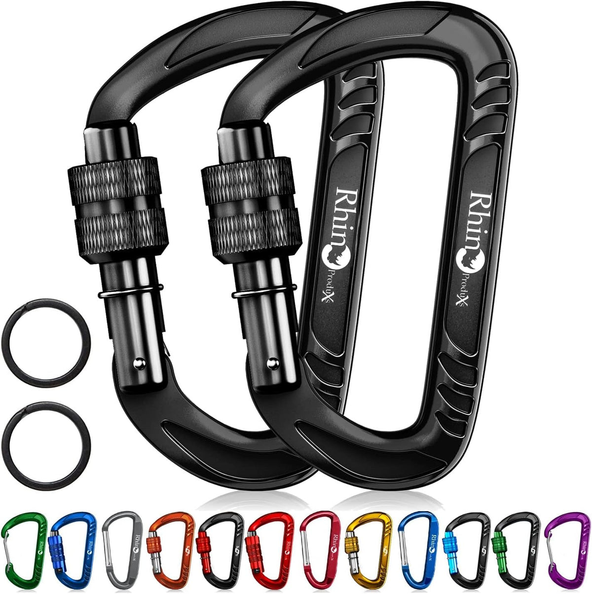 12kN Heavy Duty Carabiner Clips | 2697 lbs Capacity, For Pets, Outdoor, Camping, Hiking, Hammock, Dog Leash Harness, Keychains