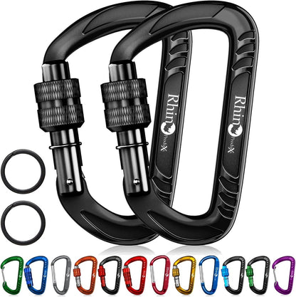 12kN Heavy Duty Carabiner Clips | 2697 lbs Capacity, For Pets, Outdoor, Camping, Hiking, Hammock, Dog Leash Harness, Keychains
