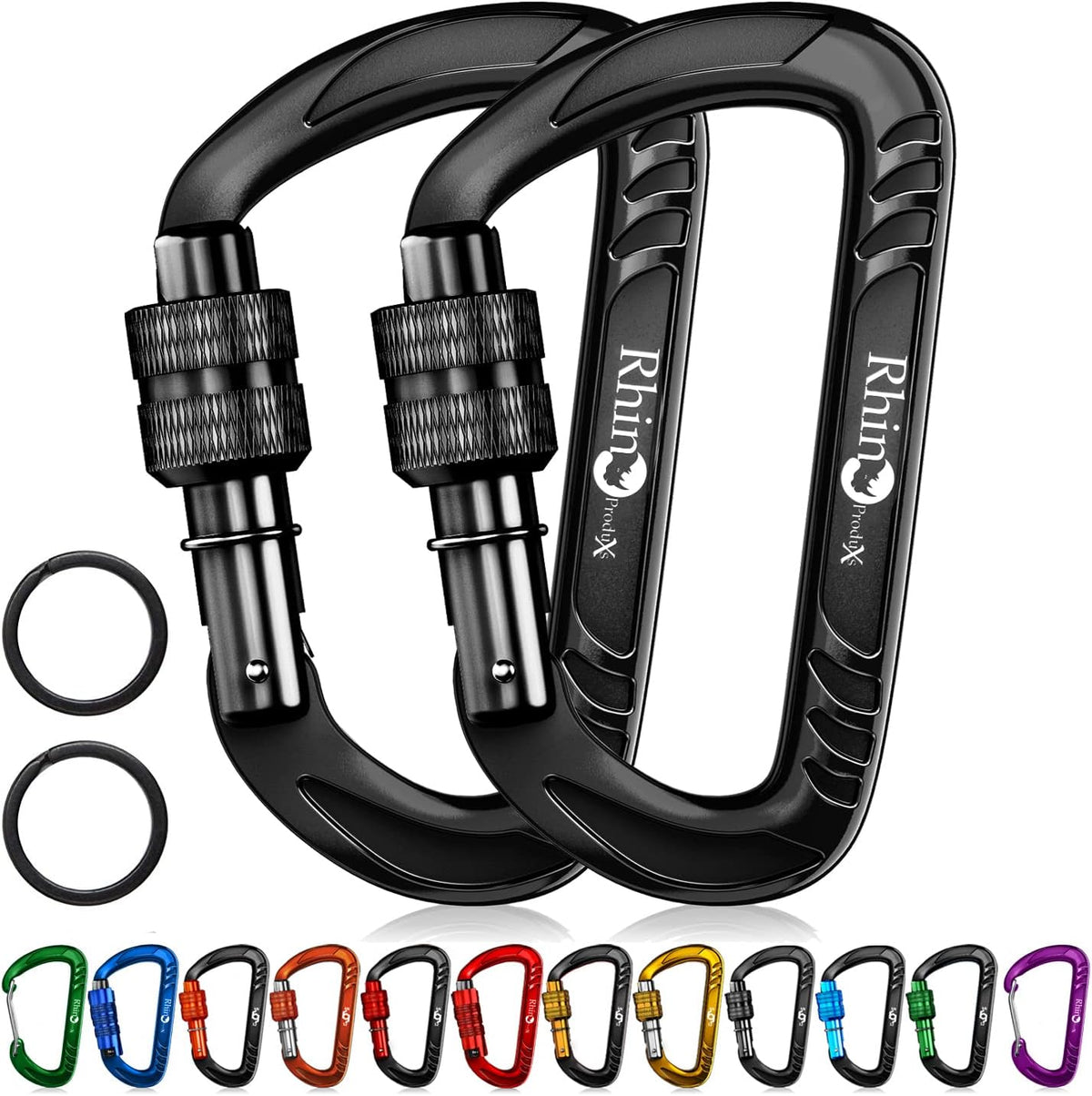 12kN Heavy Duty Carabiner Clips | 2697 lbs Capacity, For Pets, Outdoor, Camping, Hiking, Hammock, Dog Leash Harness, Keychains