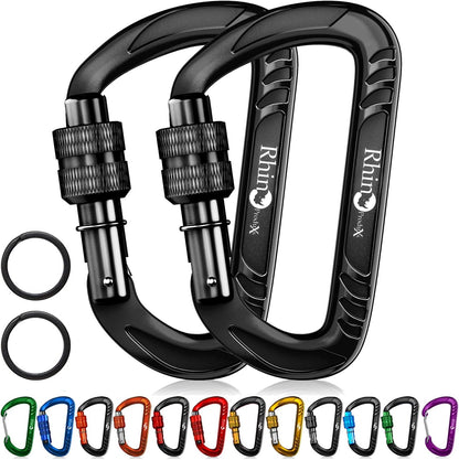 12kN Heavy Duty Carabiner Clips | 2697 lbs Capacity, For Pets, Outdoor, Camping, Hiking, Hammock, Dog Leash Harness, Keychains