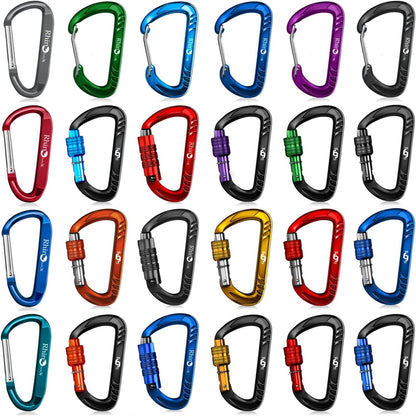 12kN Heavy Duty Carabiner Clips | 2697 lbs Capacity, For Pets, Outdoor, Camping, Hiking, Hammock, Dog Leash Harness, Keychains