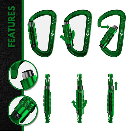 12kN Heavy Duty Carabiner Clips | 2697 lbs Capacity, For Pets, Outdoor, Camping, Hiking, Hammock, Dog Leash Harness, Keychains