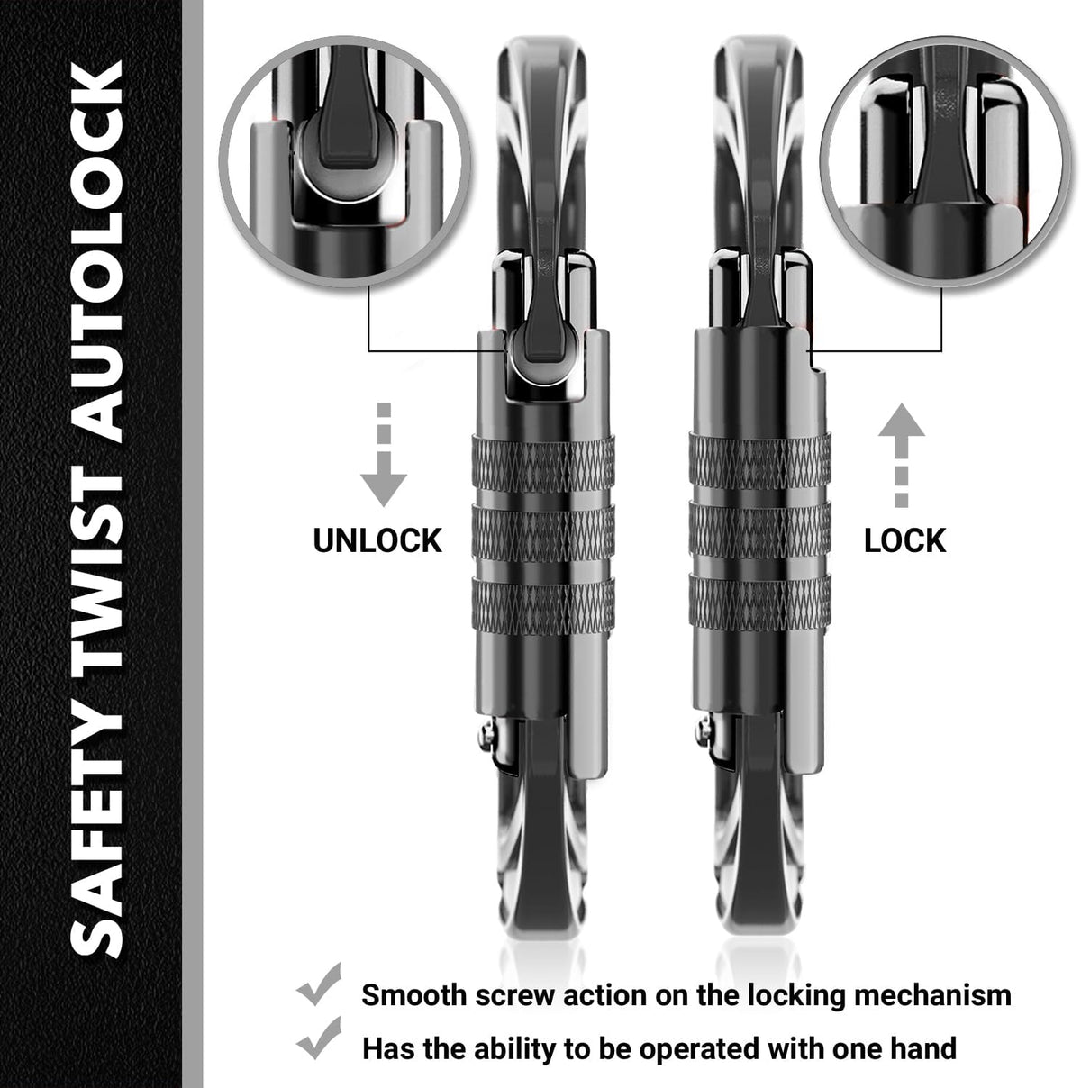 12kN Heavy Duty Carabiner Clips | 2697 lbs Capacity, For Pets, Outdoor, Camping, Hiking, Hammock, Dog Leash Harness, Keychains