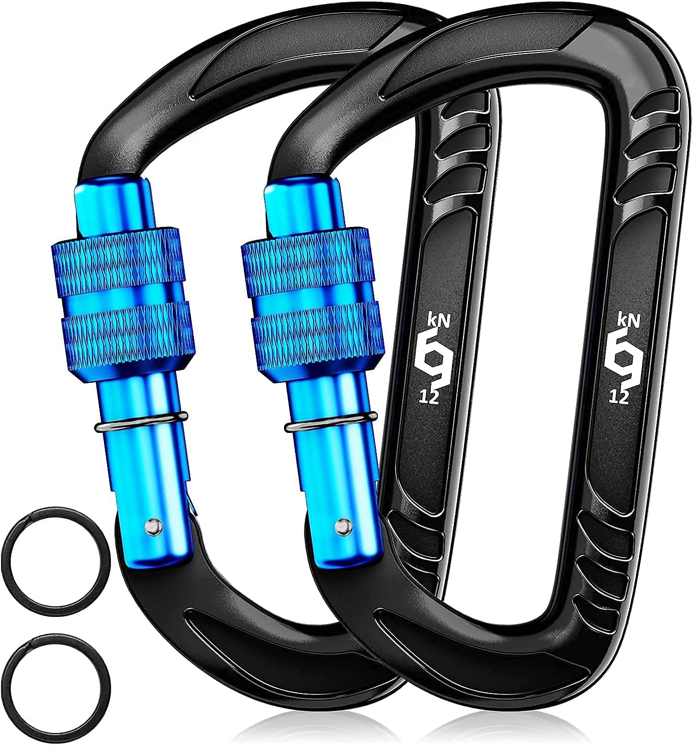 12kN Heavy Duty Carabiner Clips | 2697 lbs Capacity, For Pets, Outdoor, Camping, Hiking, Hammock, Dog Leash Harness, Keychains