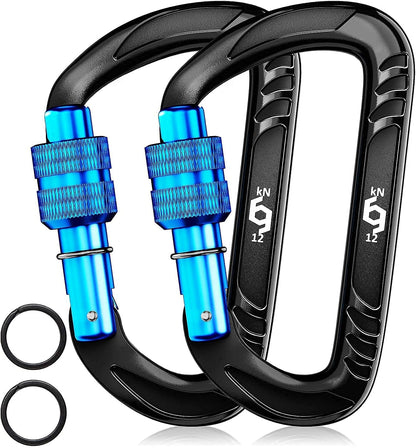 12kN Heavy Duty Carabiner Clips | 2697 lbs Capacity, For Pets, Outdoor, Camping, Hiking, Hammock, Dog Leash Harness, Keychains