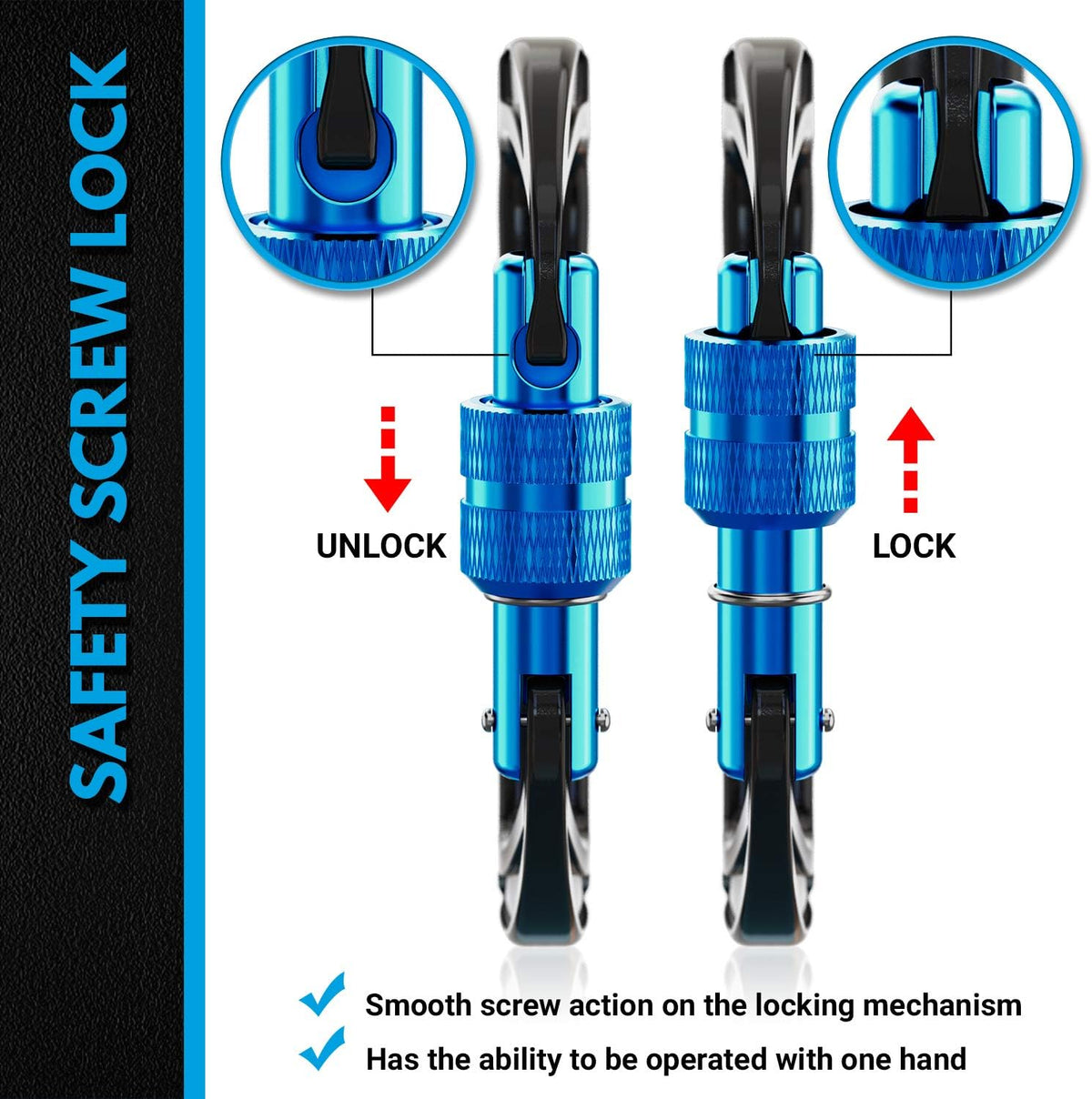 12kN Heavy Duty Carabiner Clips | 2697 lbs Capacity, For Pets, Outdoor, Camping, Hiking, Hammock, Dog Leash Harness, Keychains
