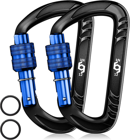 12kN Heavy Duty Carabiner Clips | 2697 lbs Capacity, For Pets, Outdoor, Camping, Hiking, Hammock, Dog Leash Harness, Keychains