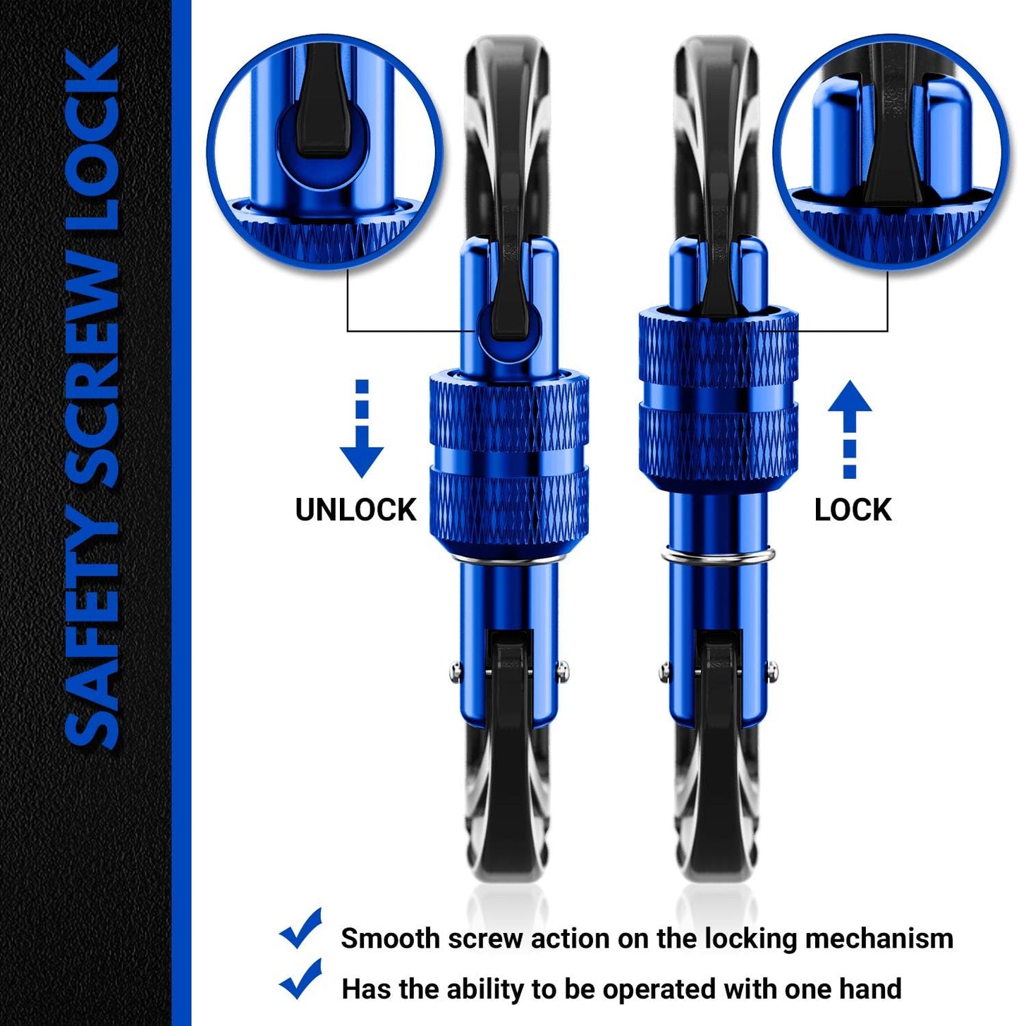 12kN Heavy Duty Carabiner Clips | 2697 lbs Capacity, For Pets, Outdoor, Camping, Hiking, Hammock, Dog Leash Harness, Keychains