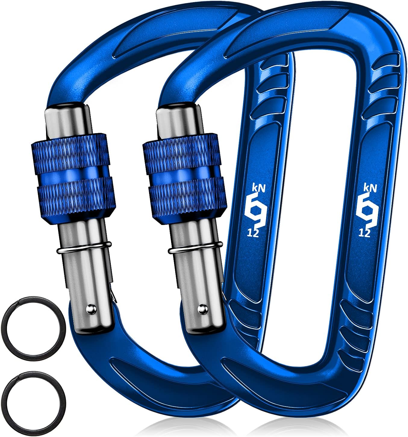 12kN Heavy Duty Carabiner Clips | 2697 lbs Capacity, For Pets, Outdoor, Camping, Hiking, Hammock, Dog Leash Harness, Keychains