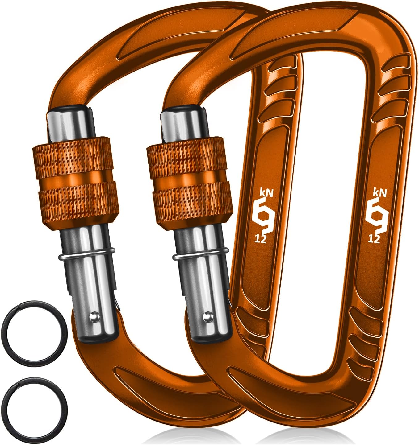 12kN Heavy Duty Carabiner Clips | 2697 lbs Capacity, For Pets, Outdoor, Camping, Hiking, Hammock, Dog Leash Harness, Keychains