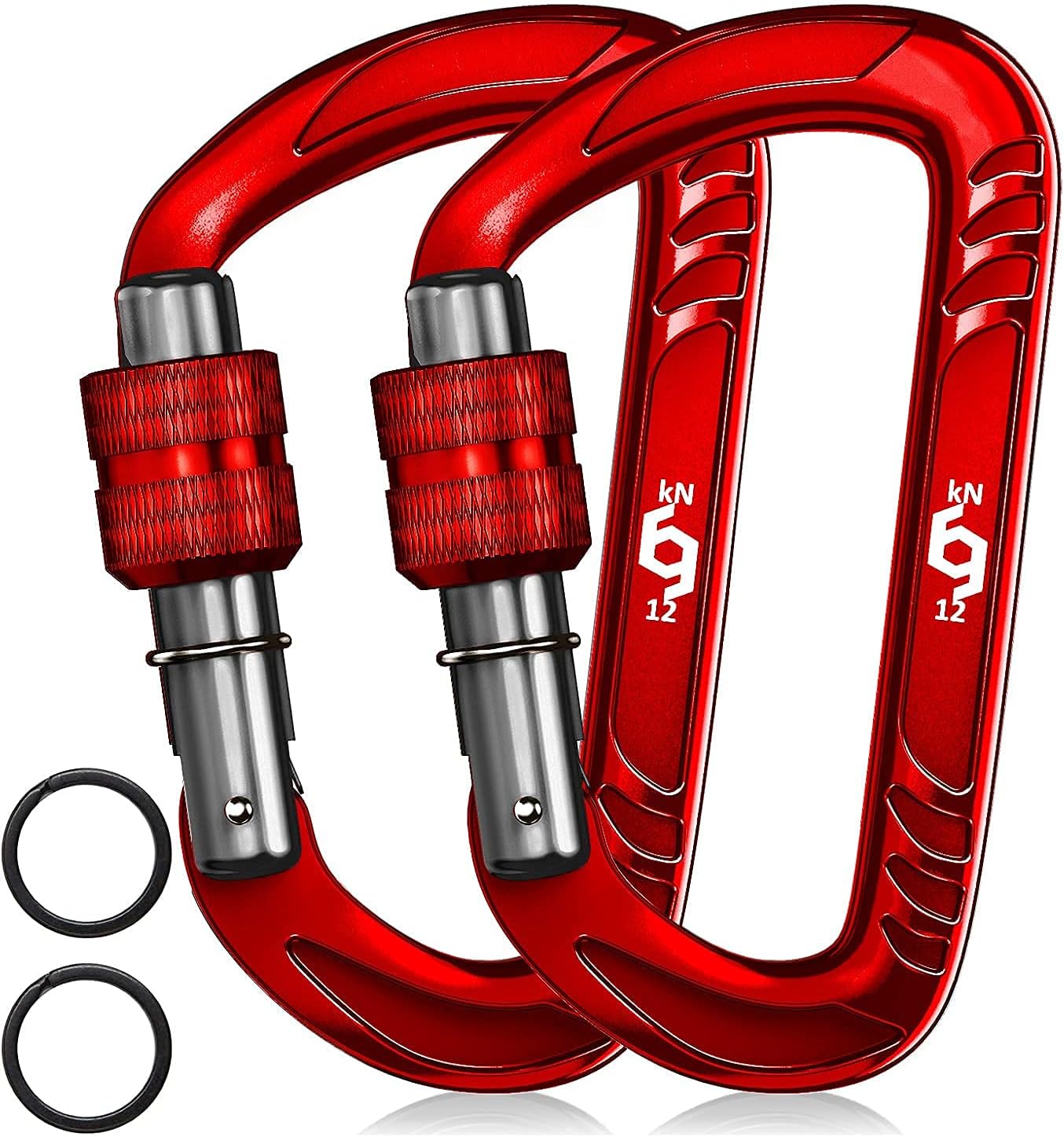 12kN Heavy Duty Carabiner Clips | 2697 lbs Capacity, For Pets, Outdoor, Camping, Hiking, Hammock, Dog Leash Harness, Keychains