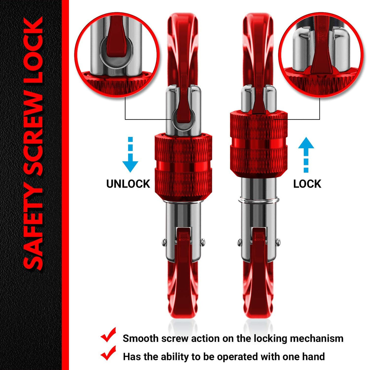 12kN Heavy Duty Carabiner Clips | 2697 lbs Capacity, For Pets, Outdoor, Camping, Hiking, Hammock, Dog Leash Harness, Keychains