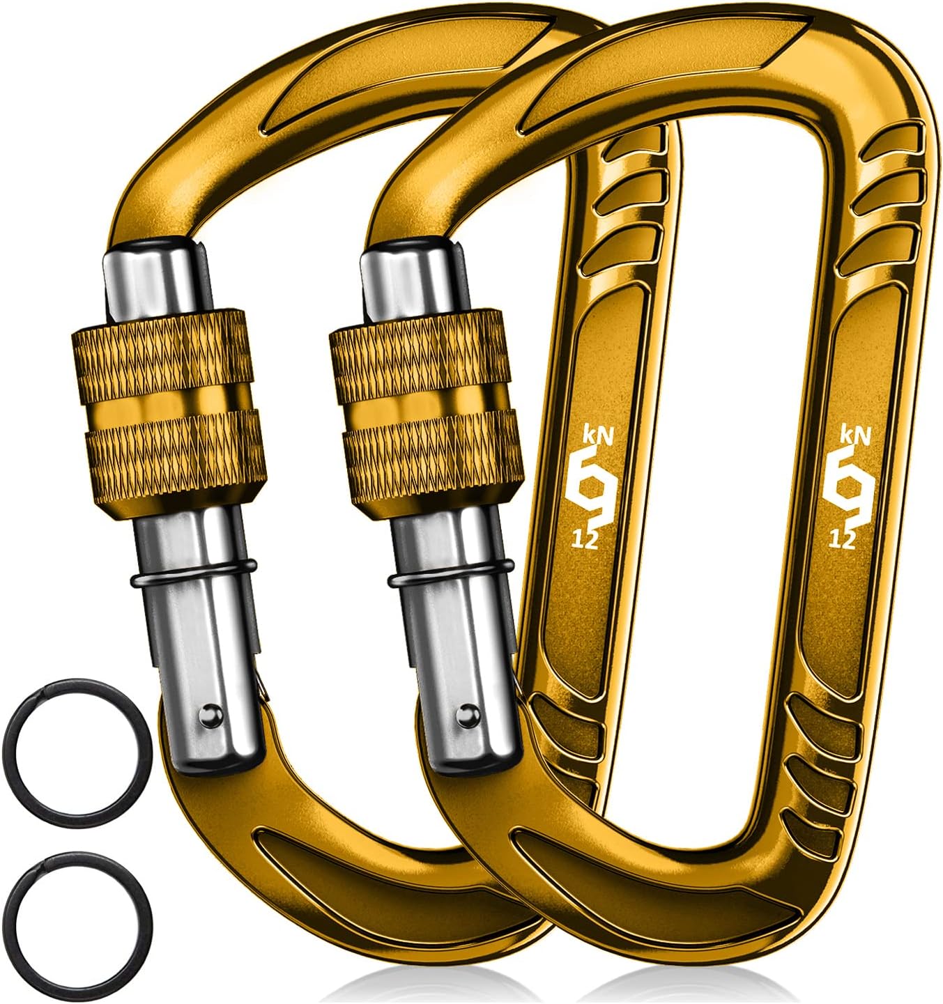 12kN Heavy Duty Carabiner Clips | 2697 lbs Capacity, For Pets, Outdoor, Camping, Hiking, Hammock, Dog Leash Harness, Keychains