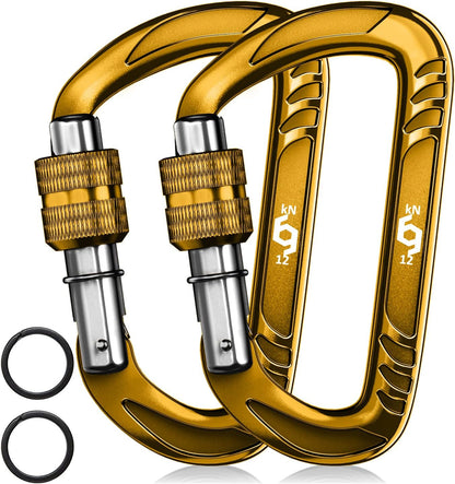 12kN Heavy Duty Carabiner Clips | 2697 lbs Capacity, For Pets, Outdoor, Camping, Hiking, Hammock, Dog Leash Harness, Keychains