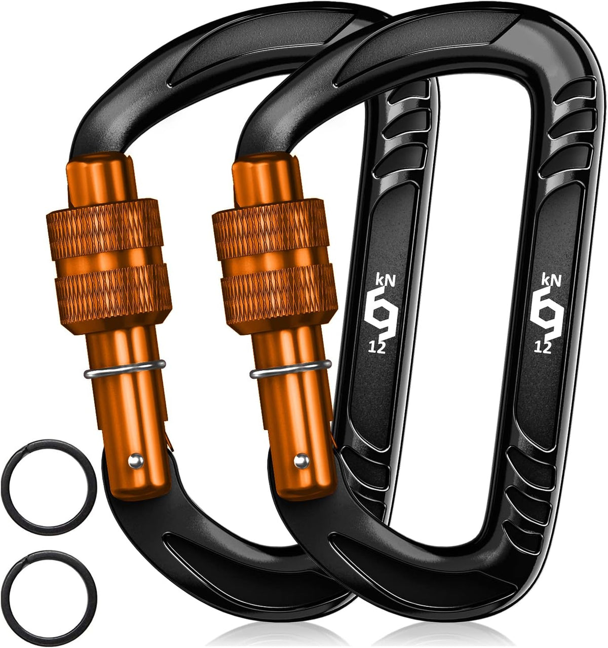 12kN Heavy Duty Carabiner Clips | 2697 lbs Capacity, For Pets, Outdoor, Camping, Hiking, Hammock, Dog Leash Harness, Keychains