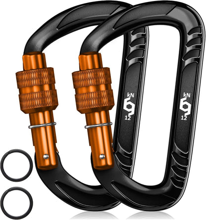 12kN Heavy Duty Carabiner Clips | 2697 lbs Capacity, For Pets, Outdoor, Camping, Hiking, Hammock, Dog Leash Harness, Keychains