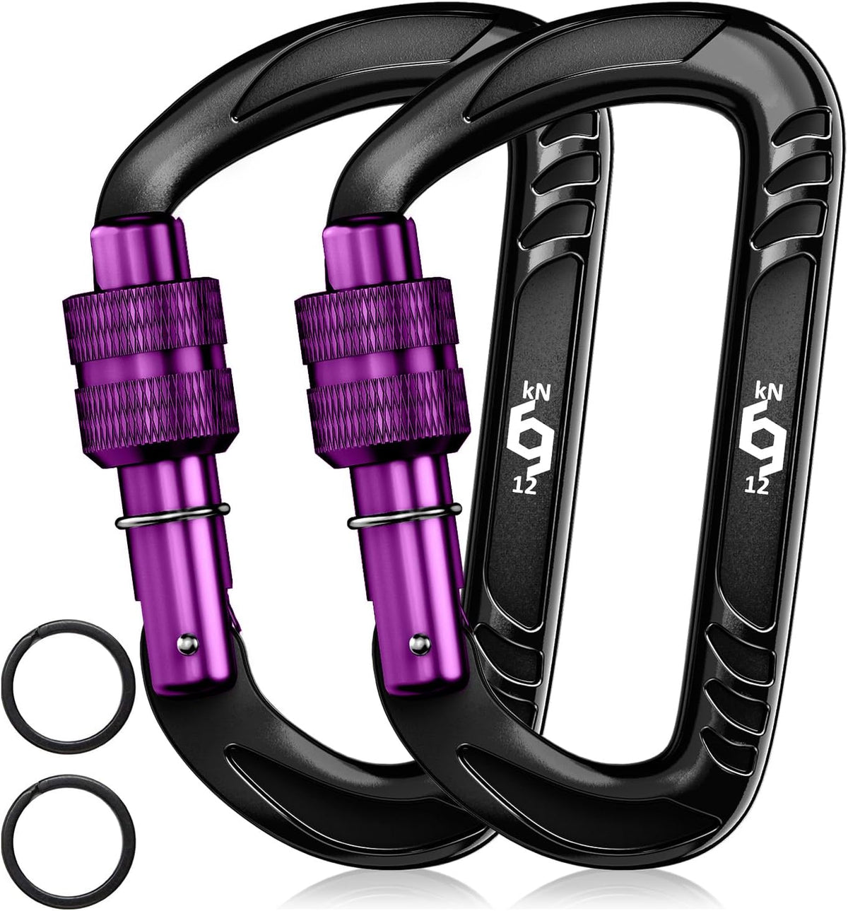 12kN Heavy Duty Carabiner Clips | 2697 lbs Capacity, For Pets, Outdoor, Camping, Hiking, Hammock, Dog Leash Harness, Keychains