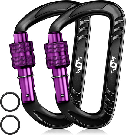 12kN Heavy Duty Carabiner Clips | 2697 lbs Capacity, For Pets, Outdoor, Camping, Hiking, Hammock, Dog Leash Harness, Keychains