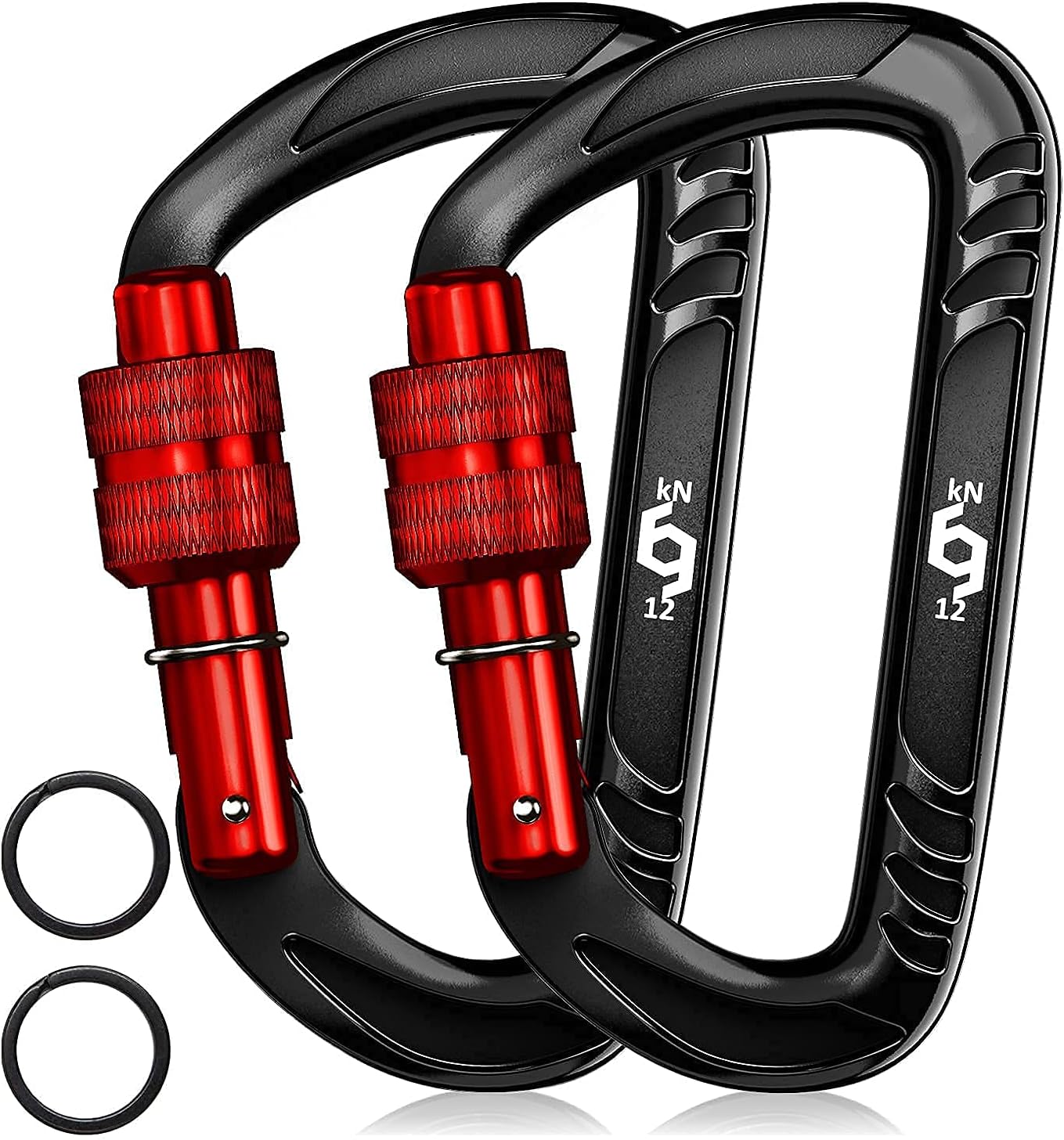 12kN Heavy Duty Carabiner Clips | 2697 lbs Capacity, For Pets, Outdoor, Camping, Hiking, Hammock, Dog Leash Harness, Keychains