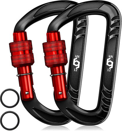 12kN Heavy Duty Carabiner Clips | 2697 lbs Capacity, For Pets, Outdoor, Camping, Hiking, Hammock, Dog Leash Harness, Keychains