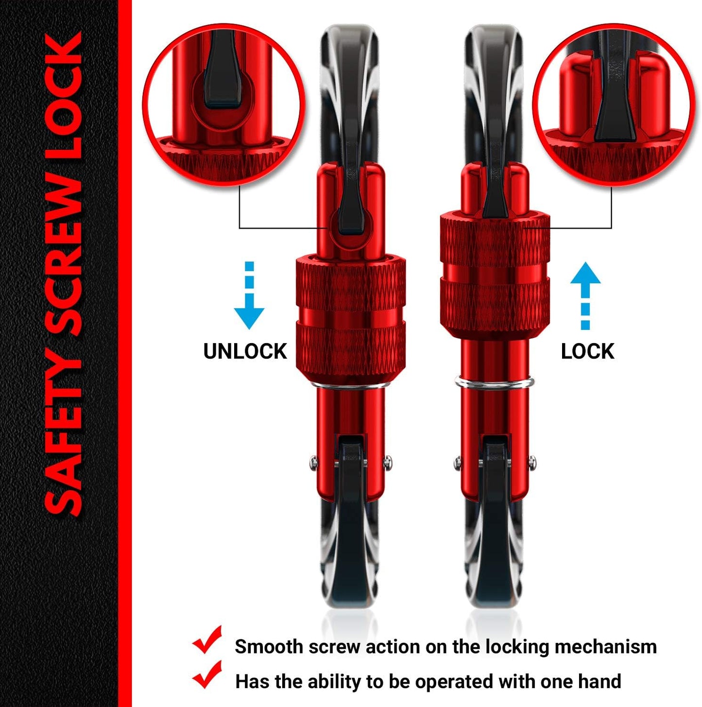 12kN Heavy Duty Carabiner Clips | 2697 lbs Capacity, For Pets, Outdoor, Camping, Hiking, Hammock, Dog Leash Harness, Keychains