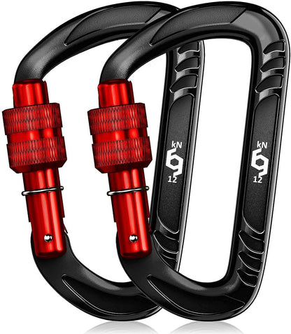 12kN Heavy Duty Carabiner Clips | 2697 lbs Capacity, For Pets, Outdoor, Camping, Hiking, Hammock, Dog Leash Harness, Keychains