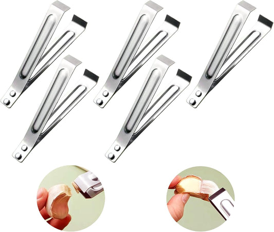 5 PCS Stainless Steel Garlic Peeler, Garlic Peeler Clips, Peeling Tweezers Tongs, Kitchen Gadgets, Easily Remove The Garlic Skin