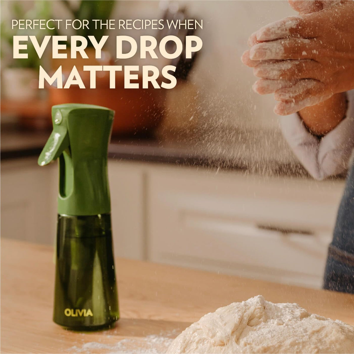 OLIVIA SIGNATURE Oil Sprayer for Cooking, 200ml Glass, Green/Gold