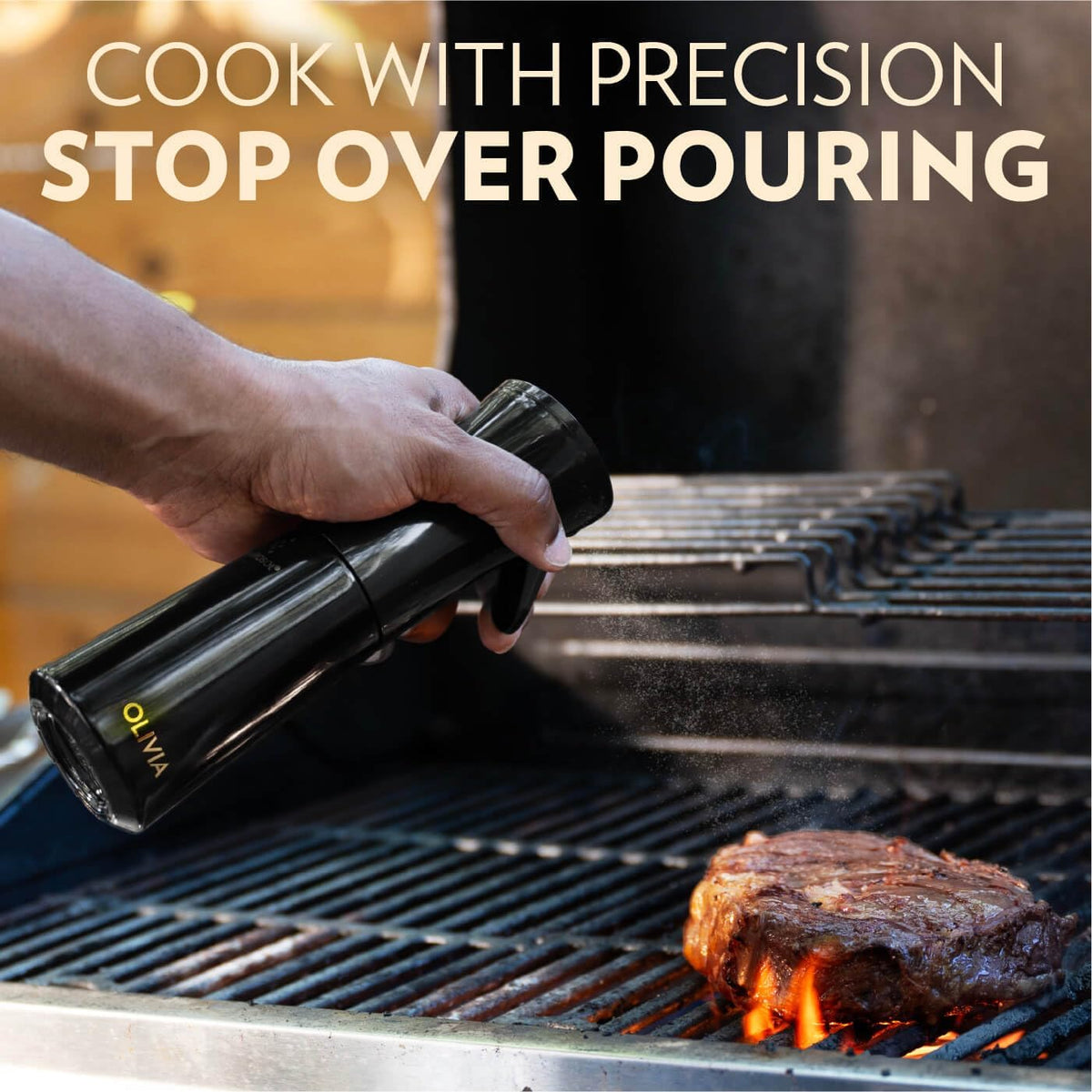 OLIVIA SIGNATURE Oil Sprayer for Cooking, 200ml Glass, Green/Gold