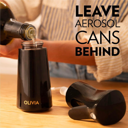 OLIVIA SIGNATURE Oil Sprayer for Cooking, 200ml Glass, Green/Gold