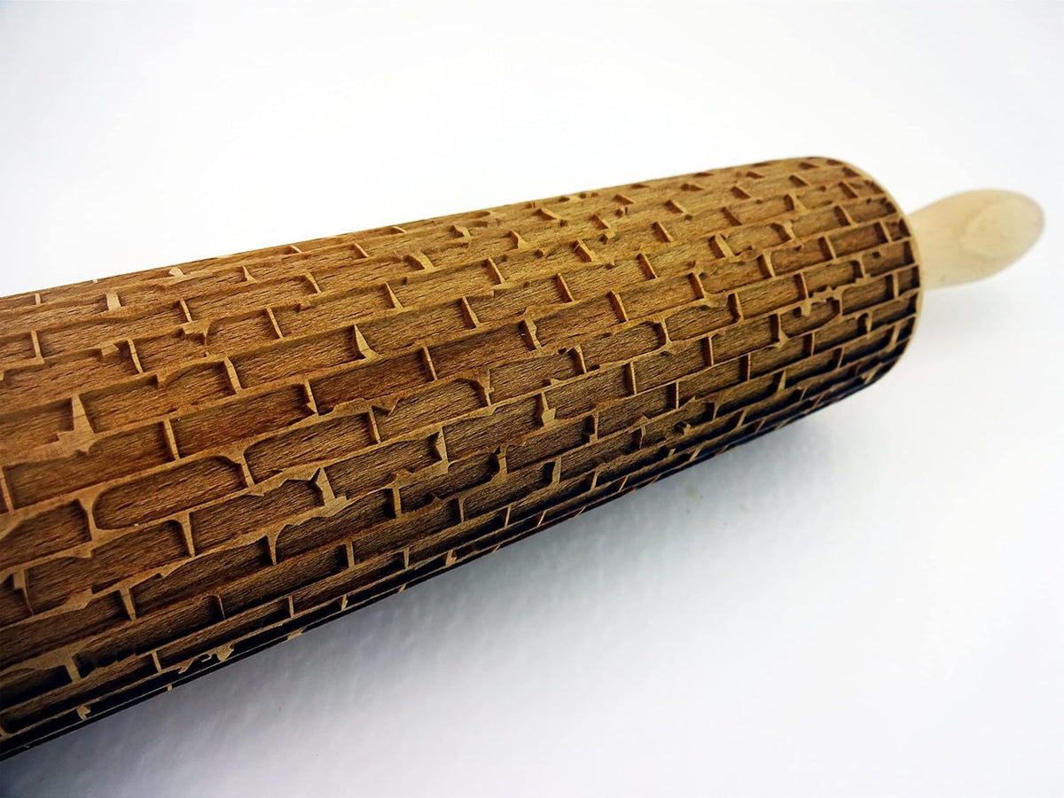 FLOWERING VINE Embossing Rolling Pin. Laser Engraved Dough Roller with Climbing Flowers Pattern for Embossed Cookies or Pottery